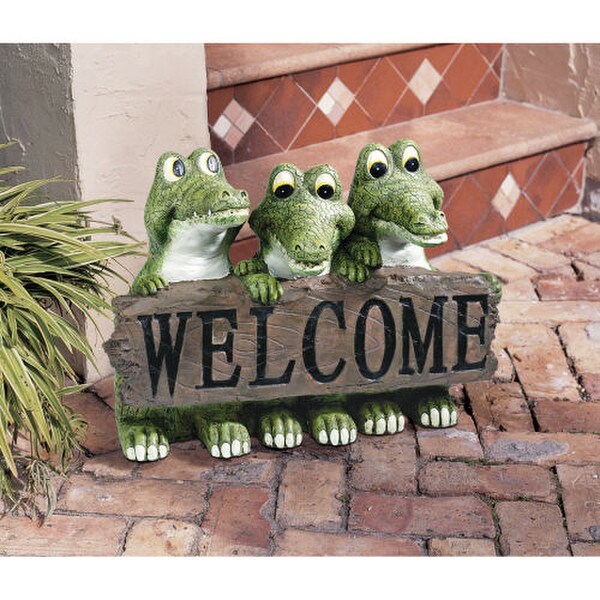 Cajun Crocodile Welcome Statue Alligator Three Alligators